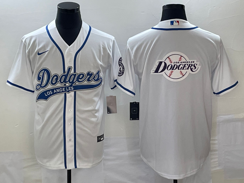 Men's Los Angeles Dodgers White Team Big Logo Cool Base Stitched Baseball Jersey